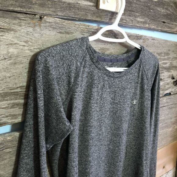 CHAMPION Size Large Grey Long Sleeve Activewear Top - Picture 2 of 5